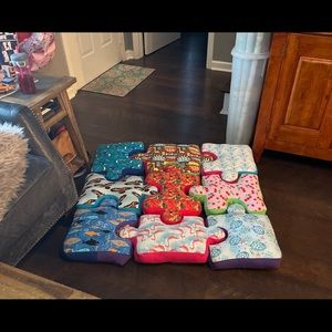 Handmade puzzle pillows.